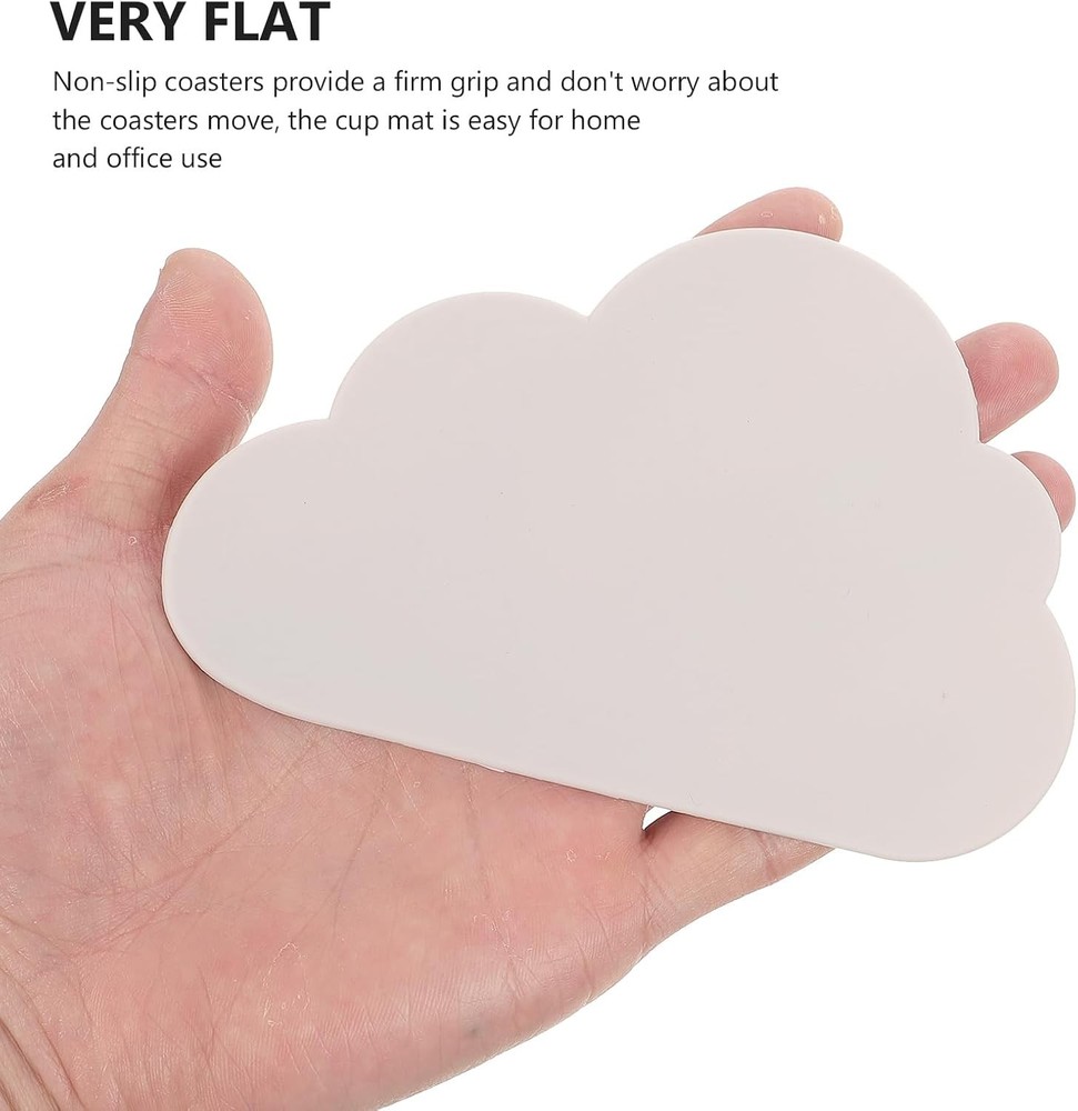 ABOOFAN 2Pcs Silicone Coasters Cloud Shaped Cup Mats Non Slip White