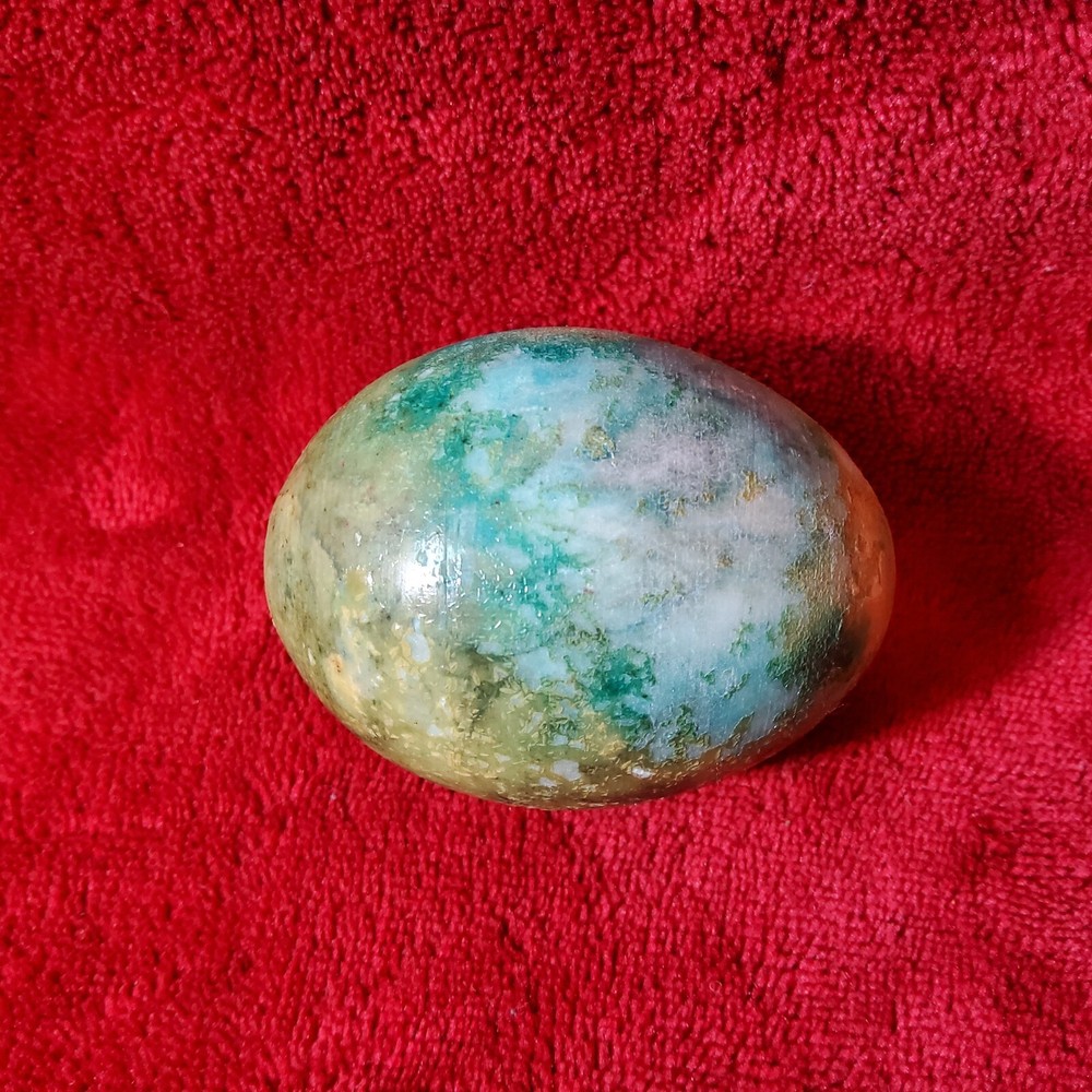 Vintage Green Blue Granite Marble Stone Egg