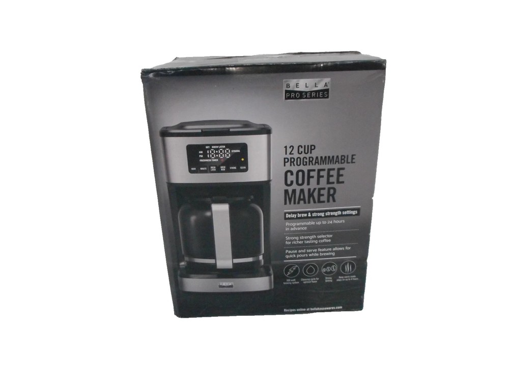bella PRO - 12-Cup Programmable Coffee Maker - Stainless Steel , NEW