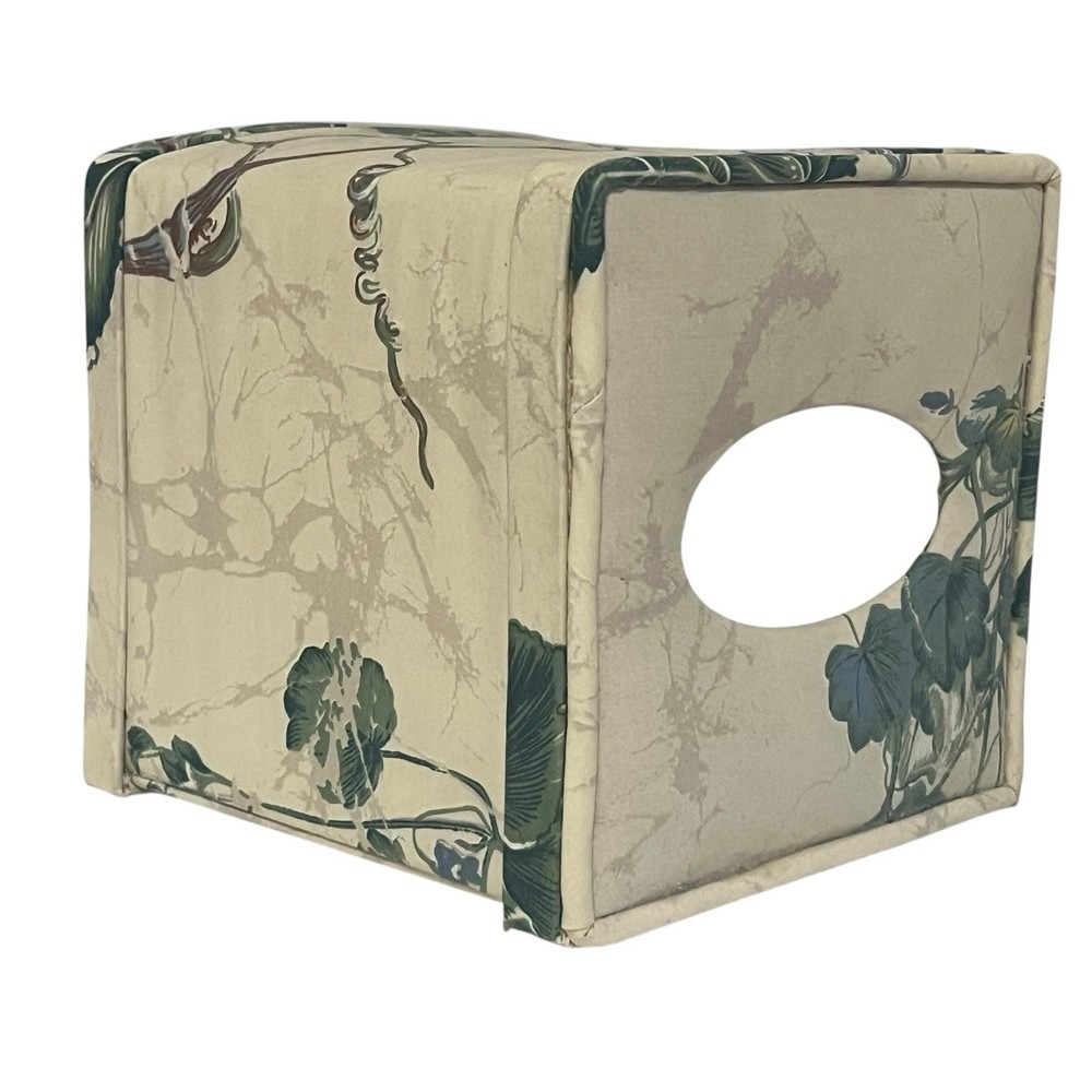 Fabric Tissue Box Cover Padded Vines Leaves