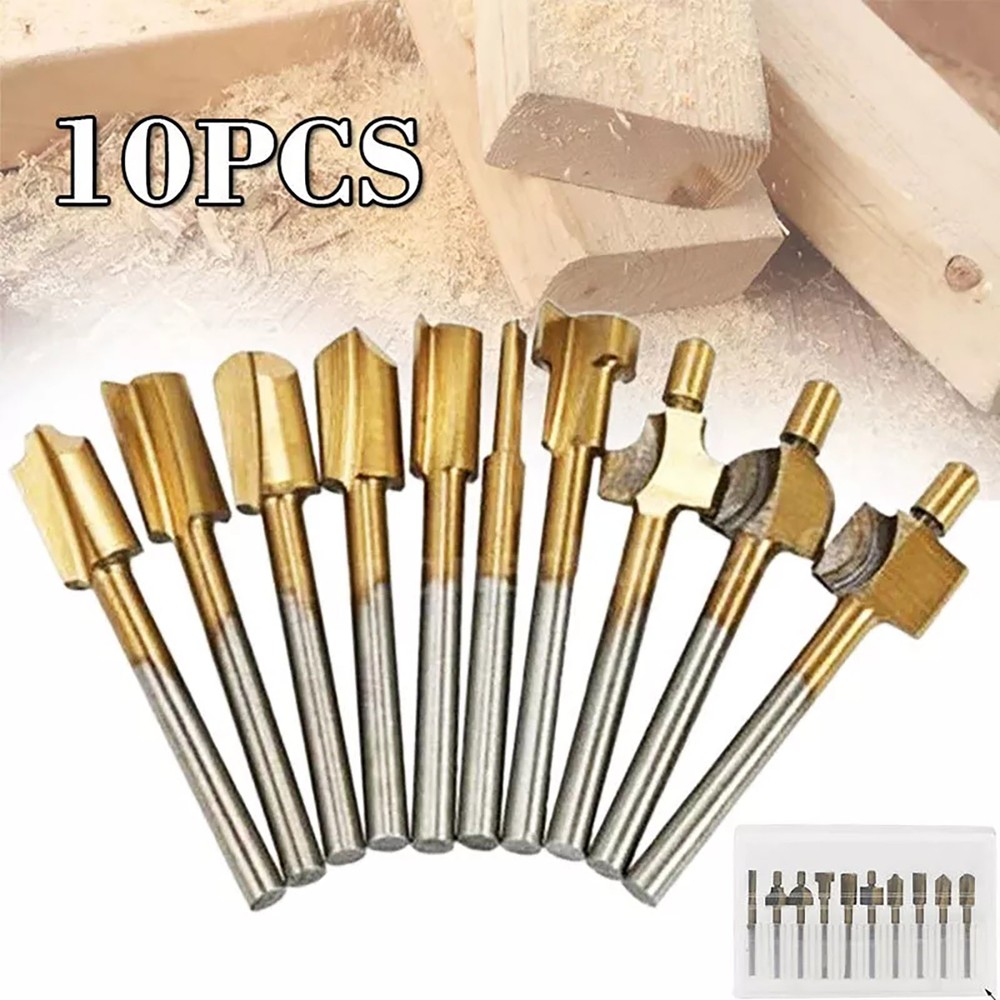 3MM Titanium Mini Hss Router Bits Trimmer Shank For Dremel Rotary Tool 10Pcs