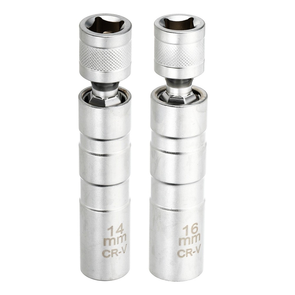 2pcs Spark Plug Socket 3/8" Drive 14/16mm Magnetic Spark Plug Socket Silver