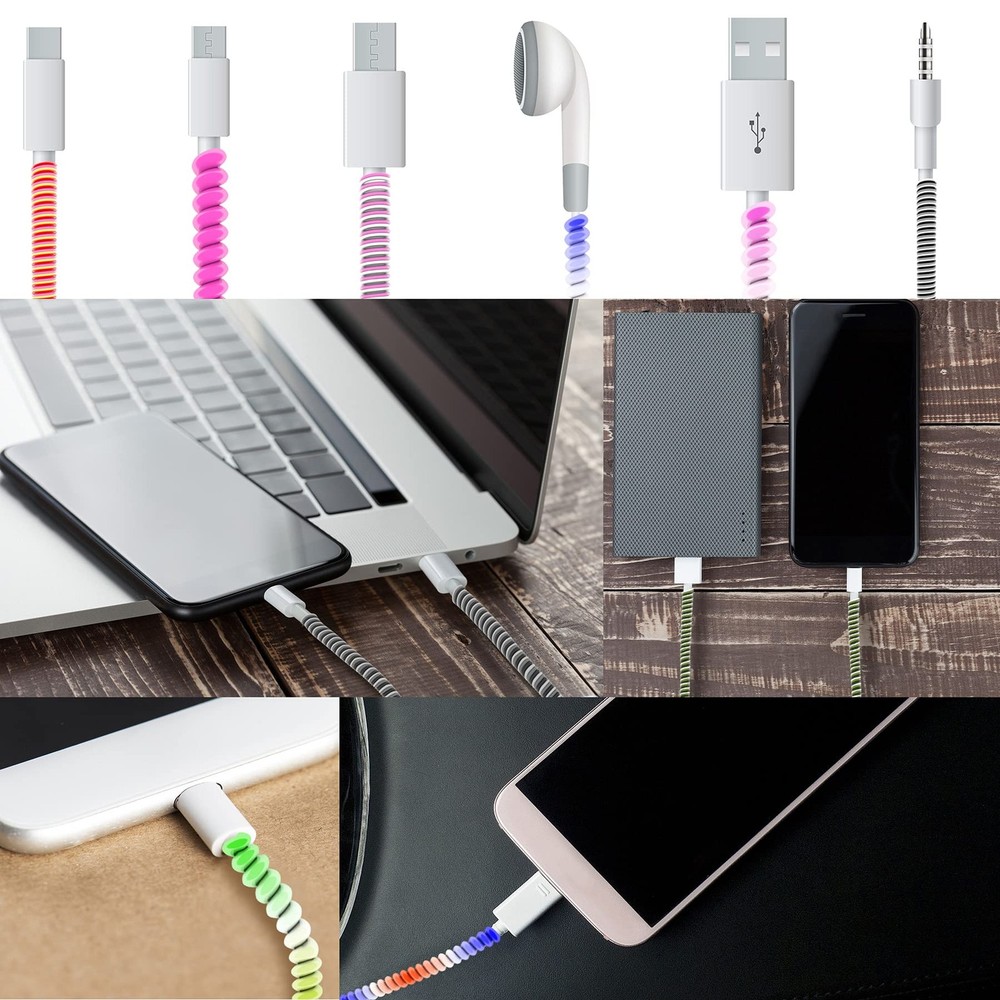 9 Pcs Spiral Cable Protector Headphone Cable Saver Pet Chew Wire Cable Protector