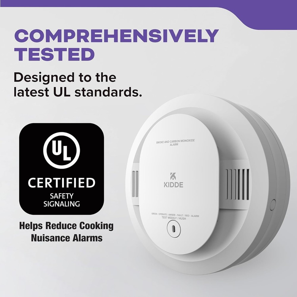 Smoke & Carbon Monoxide Detector, AA Battery Powered, LED Warning Light Indic...