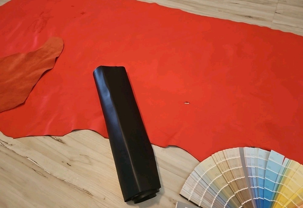 4-5oz STOP RED LEATHER HIDE MATTE MEDIUM SOFT SIDE SHEET,PANEL 12X12-X24 23+sqf