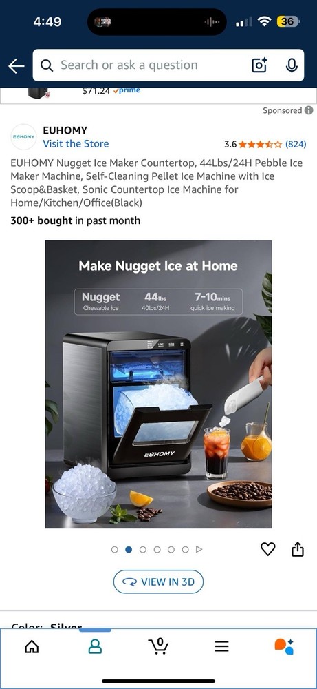 NEW. 🧊 Euhomy Nugget Ice Maker – Open Box, Tested & Working (Black)