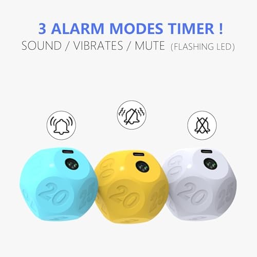 Cube Kitchen Timer - Rechargeable Countdown Timer with 1-3-5-10-15-20-30 Blue