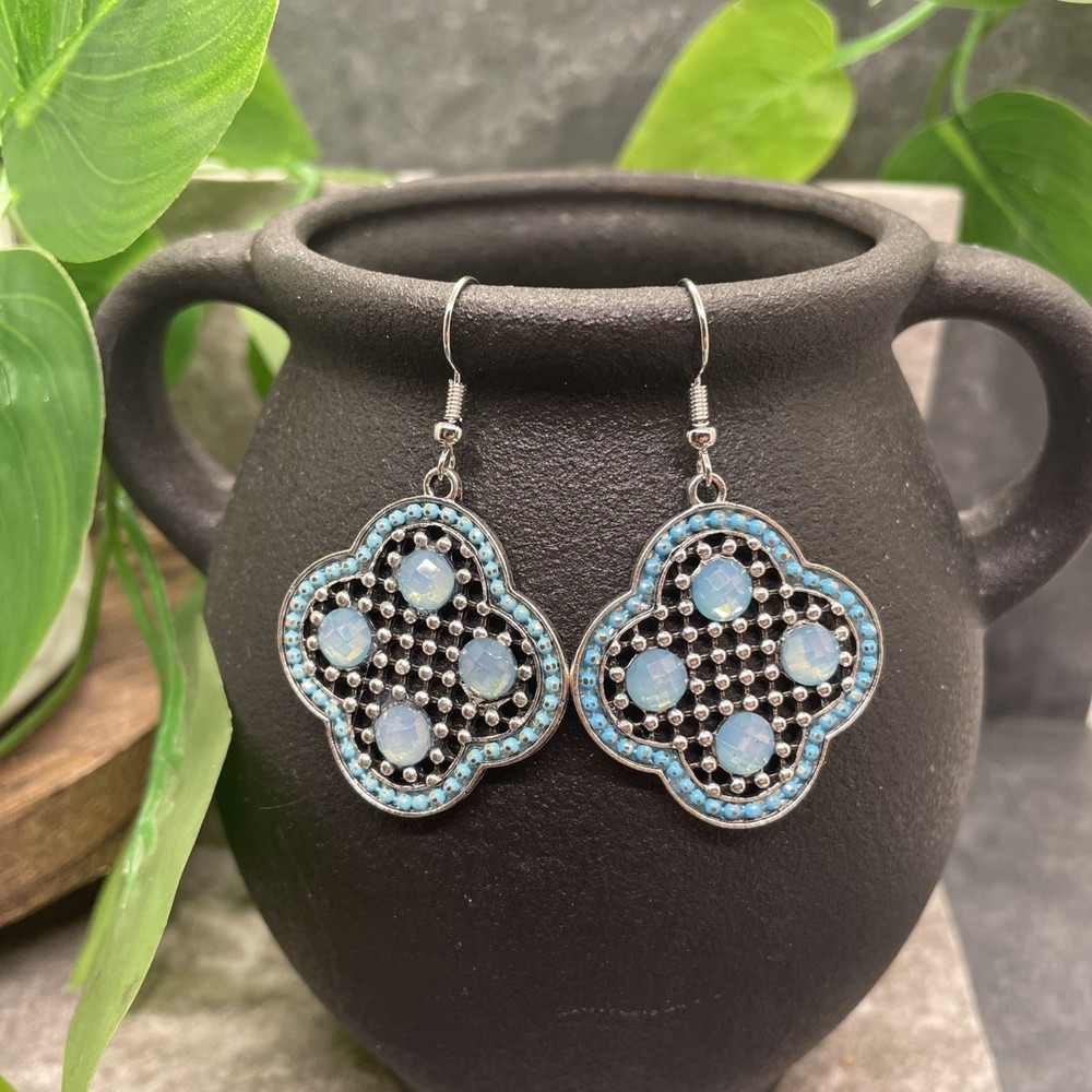 2” Silver-tone Boho Retro Earring Set Drop Dangle New Free Ship B6352