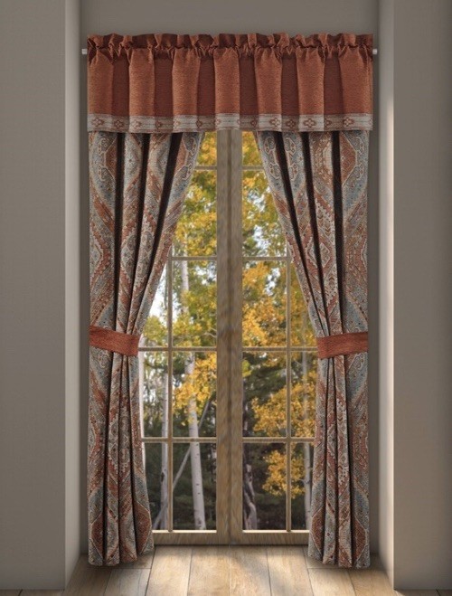J Queen New York Jackson Lodge Window Panel Pair & Tiebacks Rustic Southwest