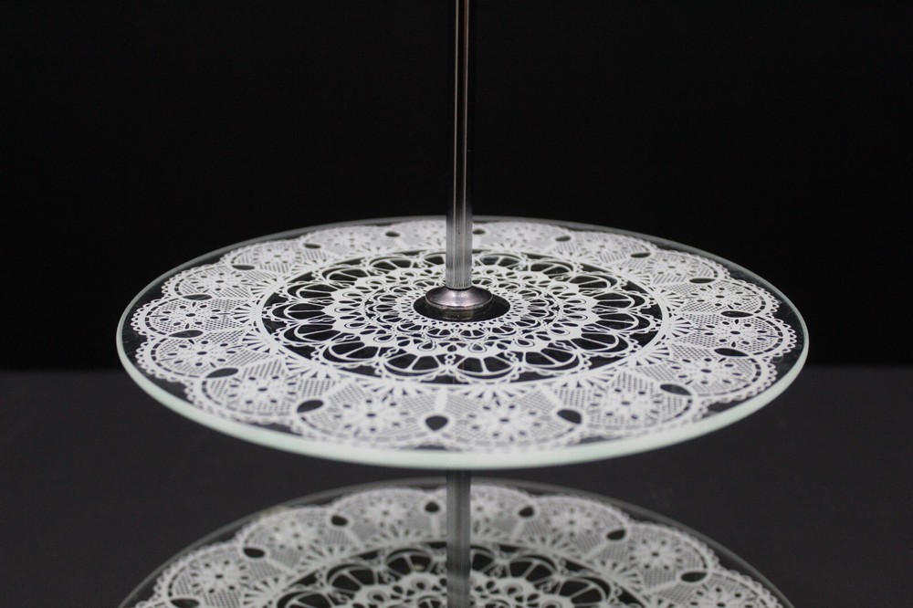 Godinger Studio Silversmiths 12" Two-Tier Lace Design Server, NIB, Vintage