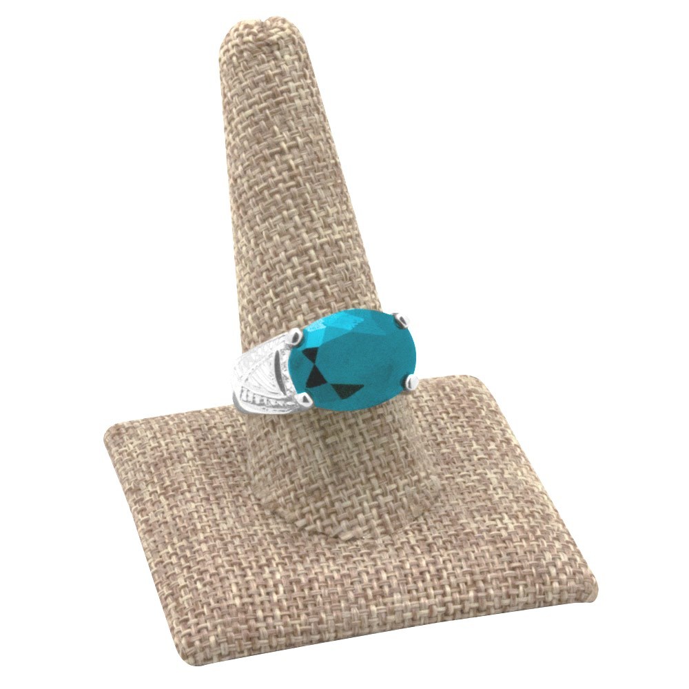 Burlap Ring Display Single Ring Stand Showcase Holder One Finger Stand 2 3/8"H