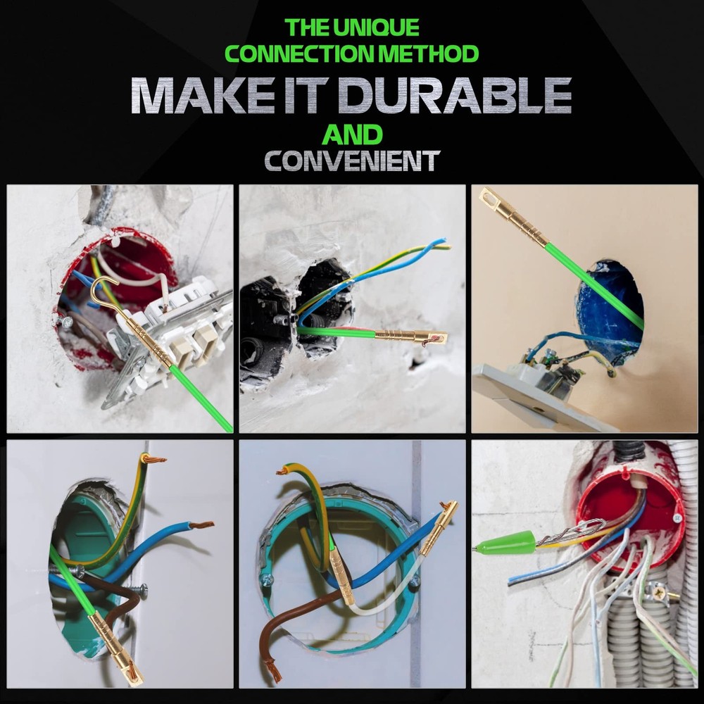 Wire Fish Rod Kit 14FT Electrical Cable Pulling Tool Set Glow Rods