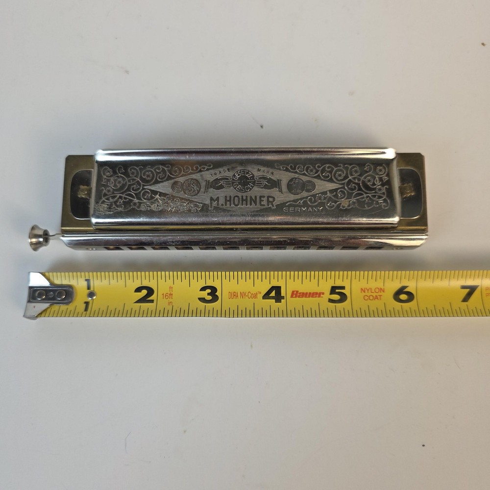Vintage HOHNER Super Chromonica Harmonica Key C Germany Silver 12 Hole Chromatic