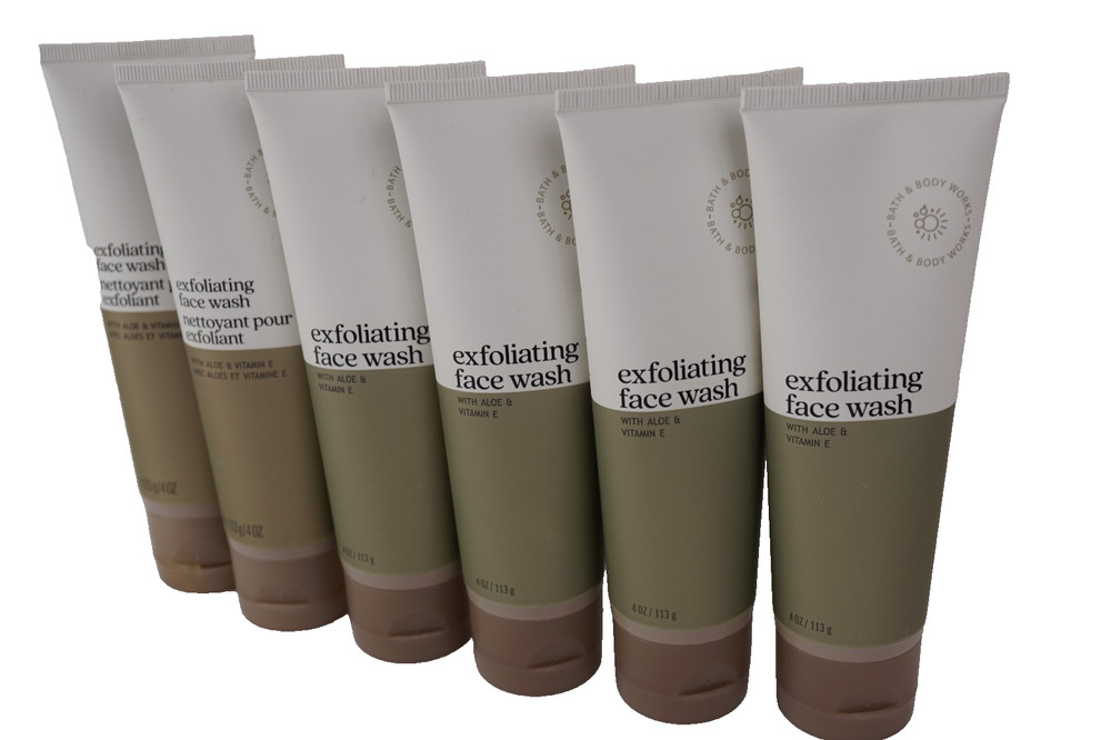 6 BATH & BODY WORKS EXFOLIATING FACE WASH 4 OZ WITH VITAMIN E