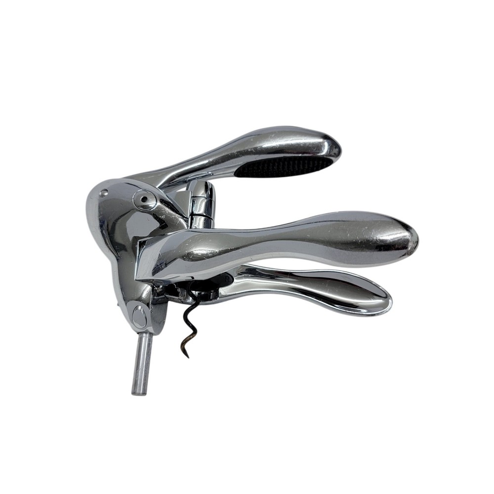 Metrokane Rabbit Vertical Corkscrew Silver Chrome Wine Opener Lever Tool