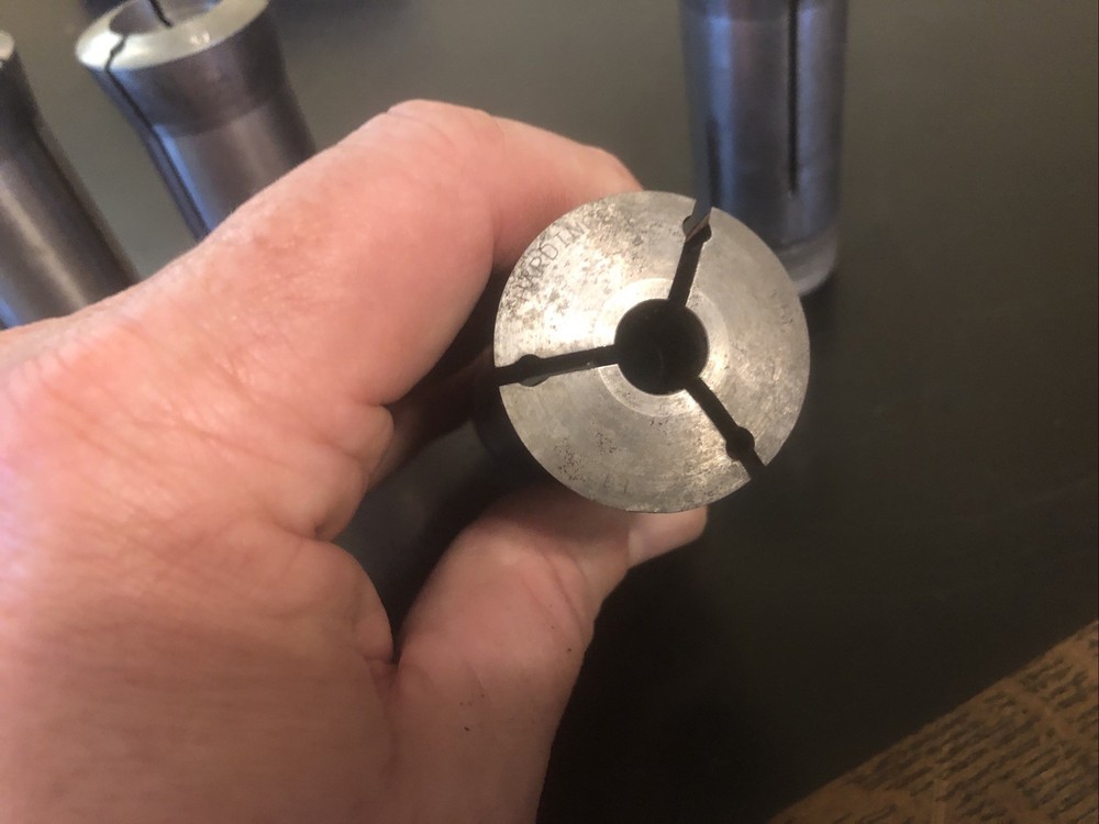4 Hardinge "Emergency" Collets E2, E, E2, E1 used condition internal threads