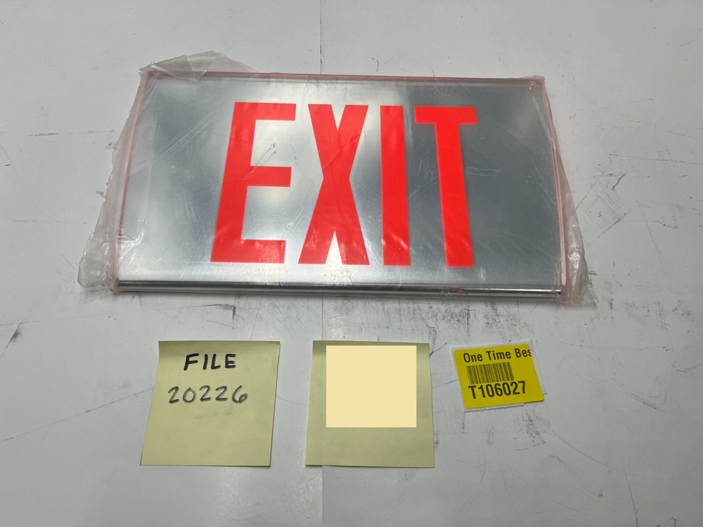 (QTY 3) One Sided Single Face Exit Reflective Sign 8" x 13 1/2" Red Silver