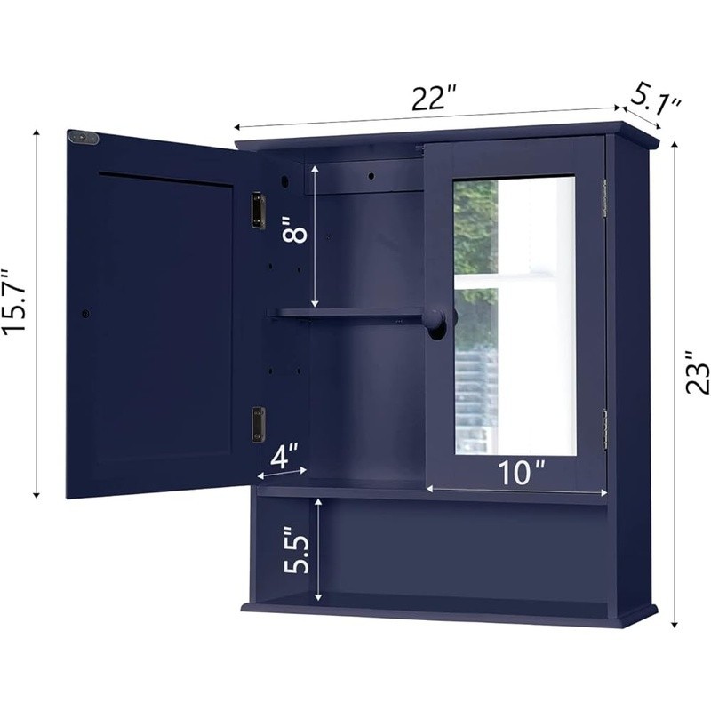 Bathroom Wall Cabinet W/ Mirror Adjustable Shelf Space Saving Storage Organizer