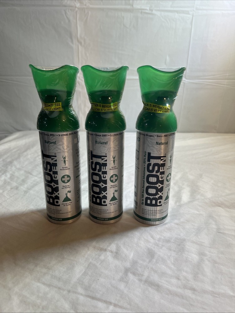 3 Count Boost Oxygen Natural 95% Pure 5 Liters Medium Size *NEW/SEALED*