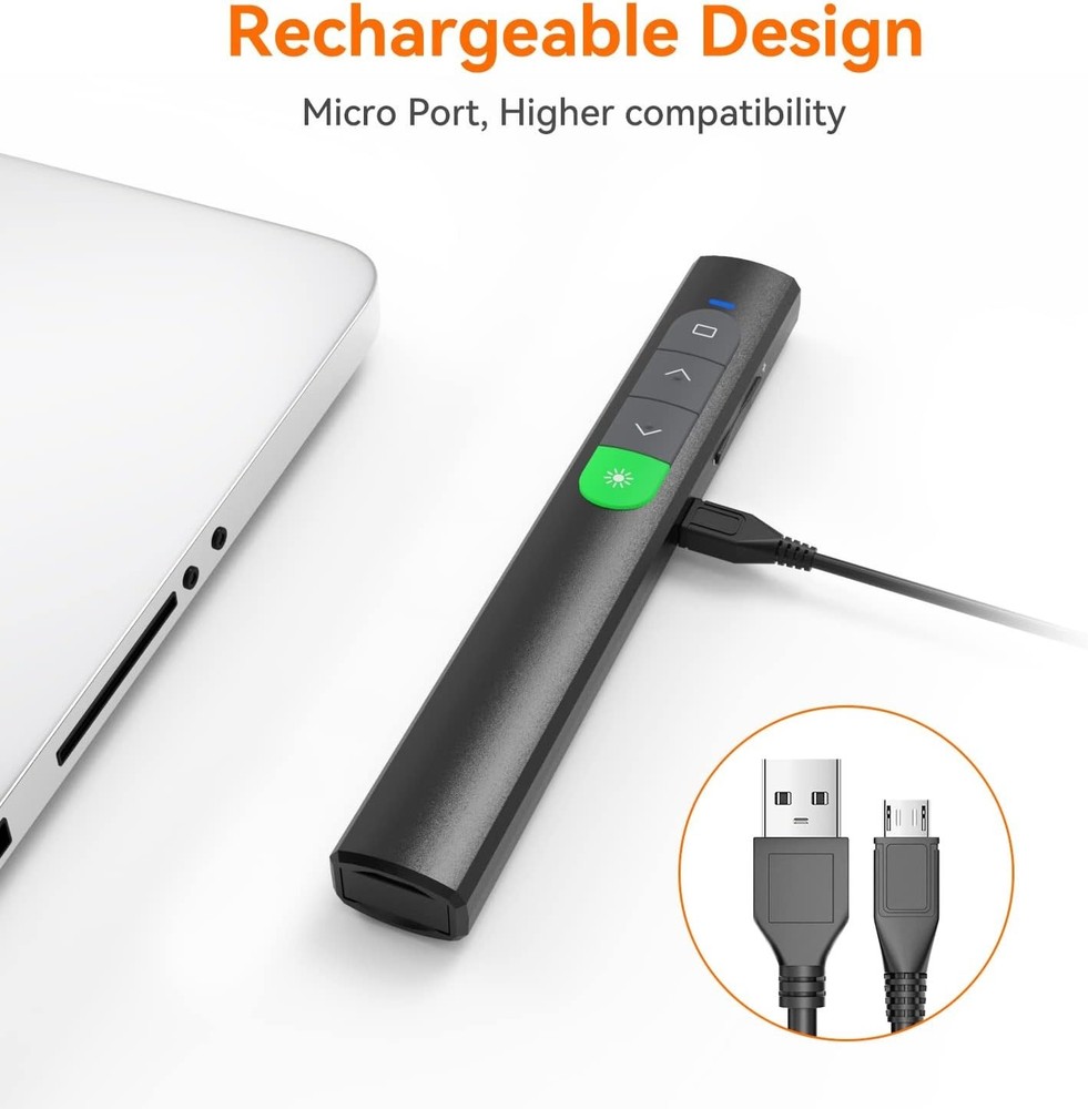 Wireless Remote Clicker for PowerPoint Presentations: Rechargeable & Easy to Use