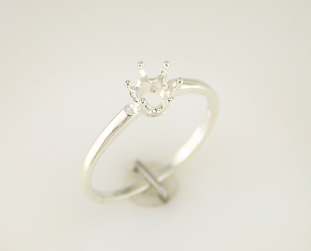Round Solitaire Ring Setting Sterling Silver