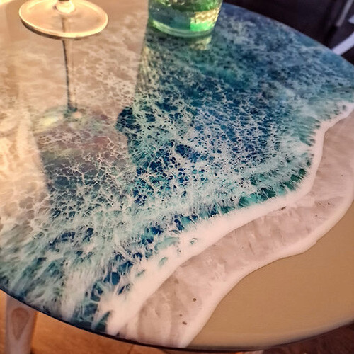 Resin Epoxy Coffee Table Top, Ocean Wave Epoxy Center Table Top, Home Decor