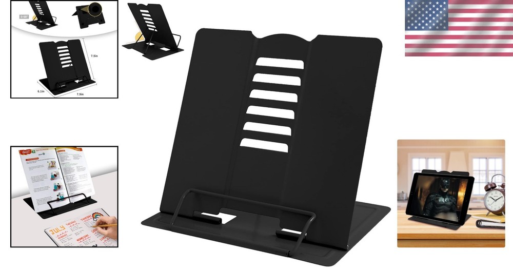 Modern Black Book Holder with Adjustable Positions for Comfortable Reading