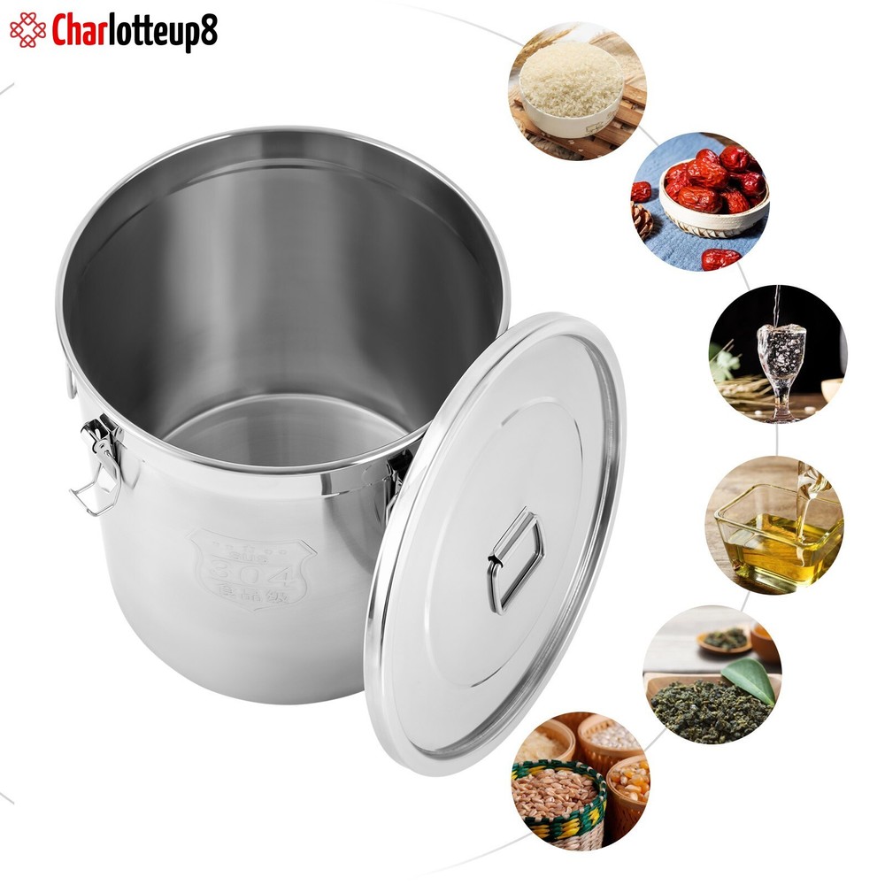 48L Stainless Steel Airtight Container Rice Cereal Grain Container Storage Box