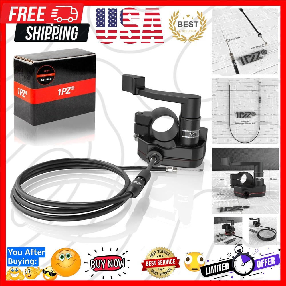 Heavy Duty 7/8'' 22mm Thumb Throttle Cable Accelerator Handle Assembly For 50...