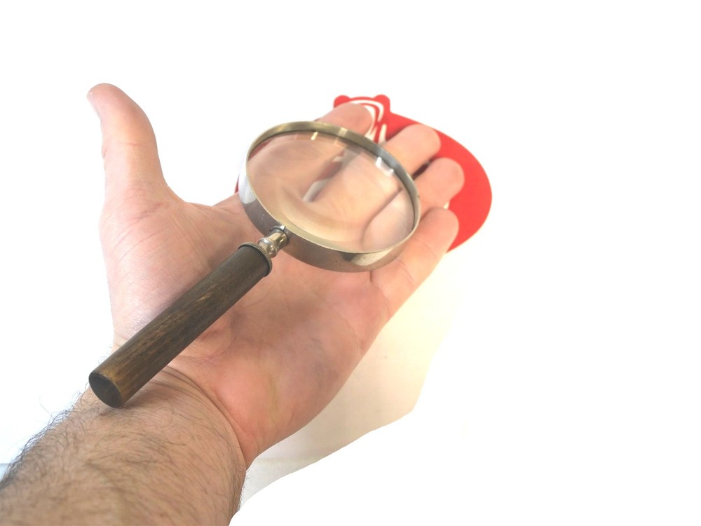 DRAFTING Magnifying GLASS Handheld Wood Handle 4" Handle 3" Diameter GLASS