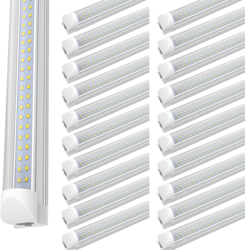 24 Pack 8FT LED Tube Light Fixture T8 Integrated Shop Ceiling Light 72W 8600LM