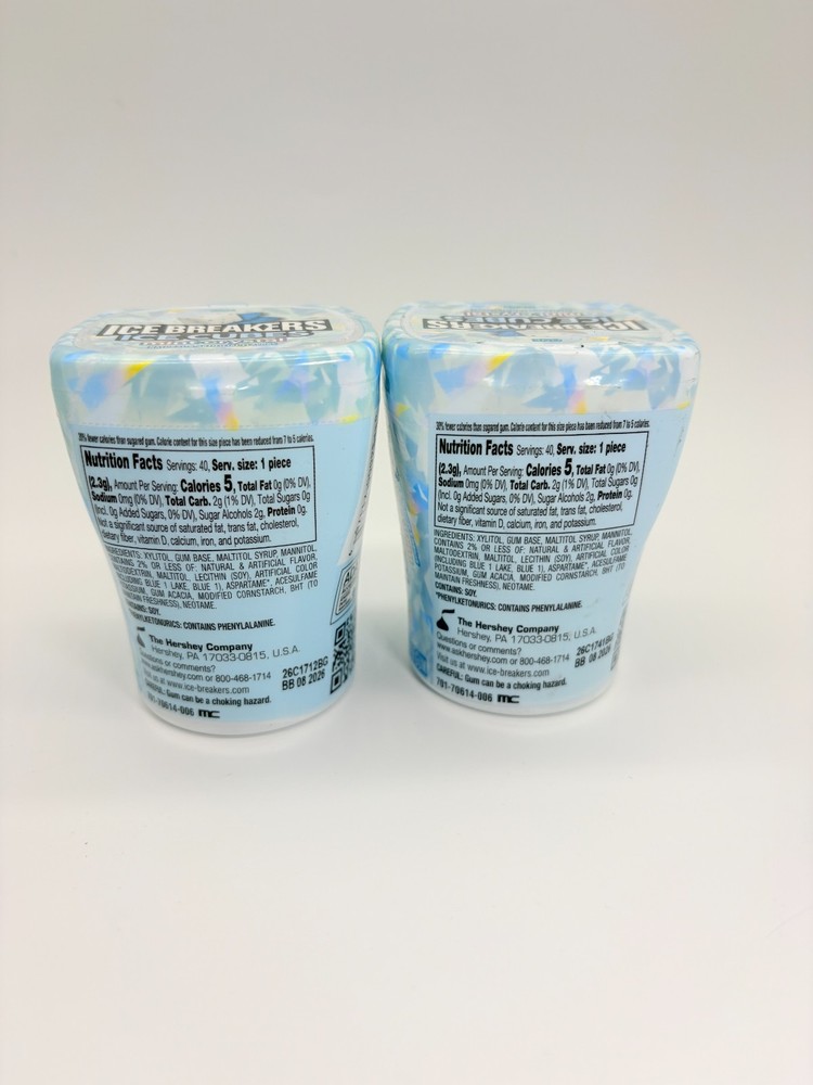 2 x ICE BREAKERS Ice Cube MINT CRYSTAL Sugar Free Gum 40 Piece per Container