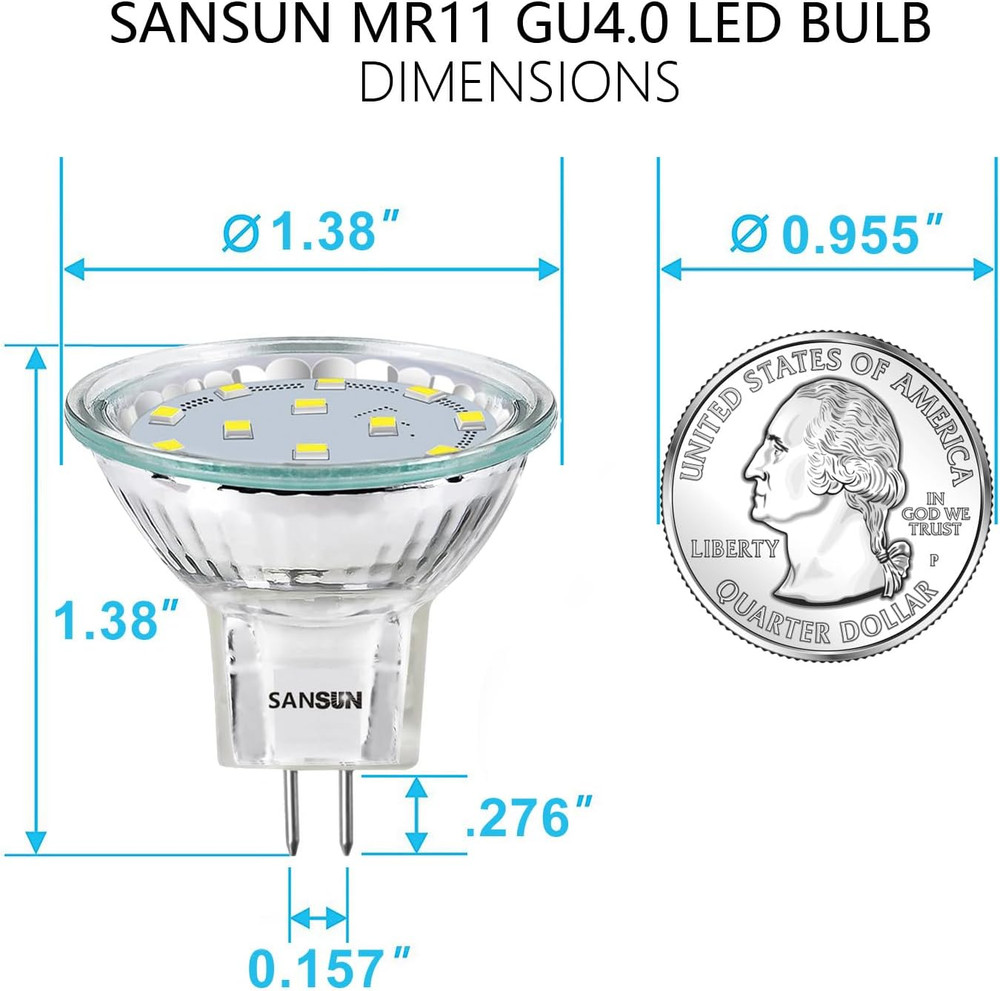 3W MR11 LED Landscape Light Bulbs, Low Voltage 12V 20W Halogen Replacement for O