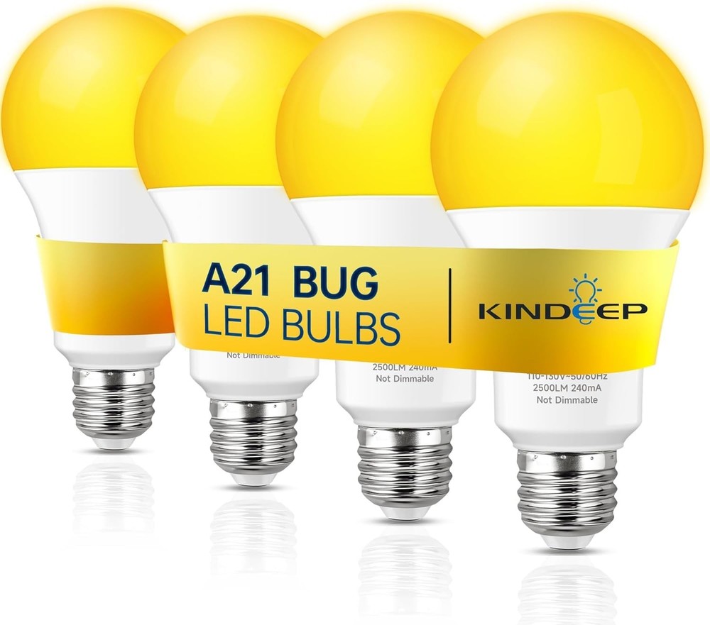 Yellow Bug LED Light Bulb 4 Pack 23W 150-200W Equivalent Amber Bug Light for ...