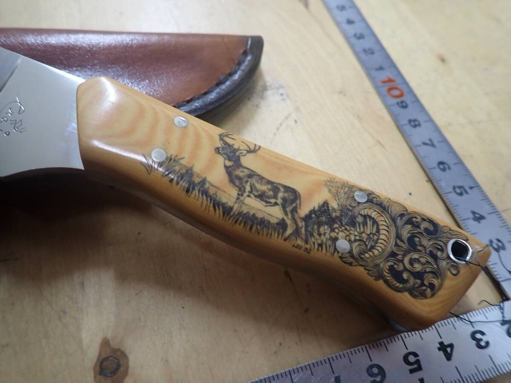 Jack crain sheath knife scrimshaw without box