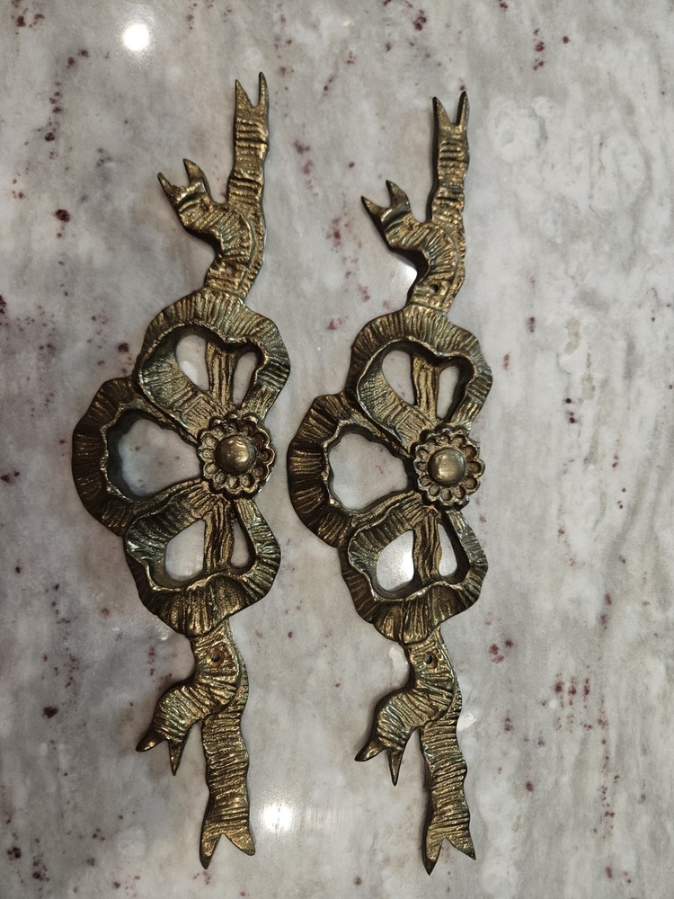 Pair of Gatco, Solid Brass Bow Wall Appliqué
