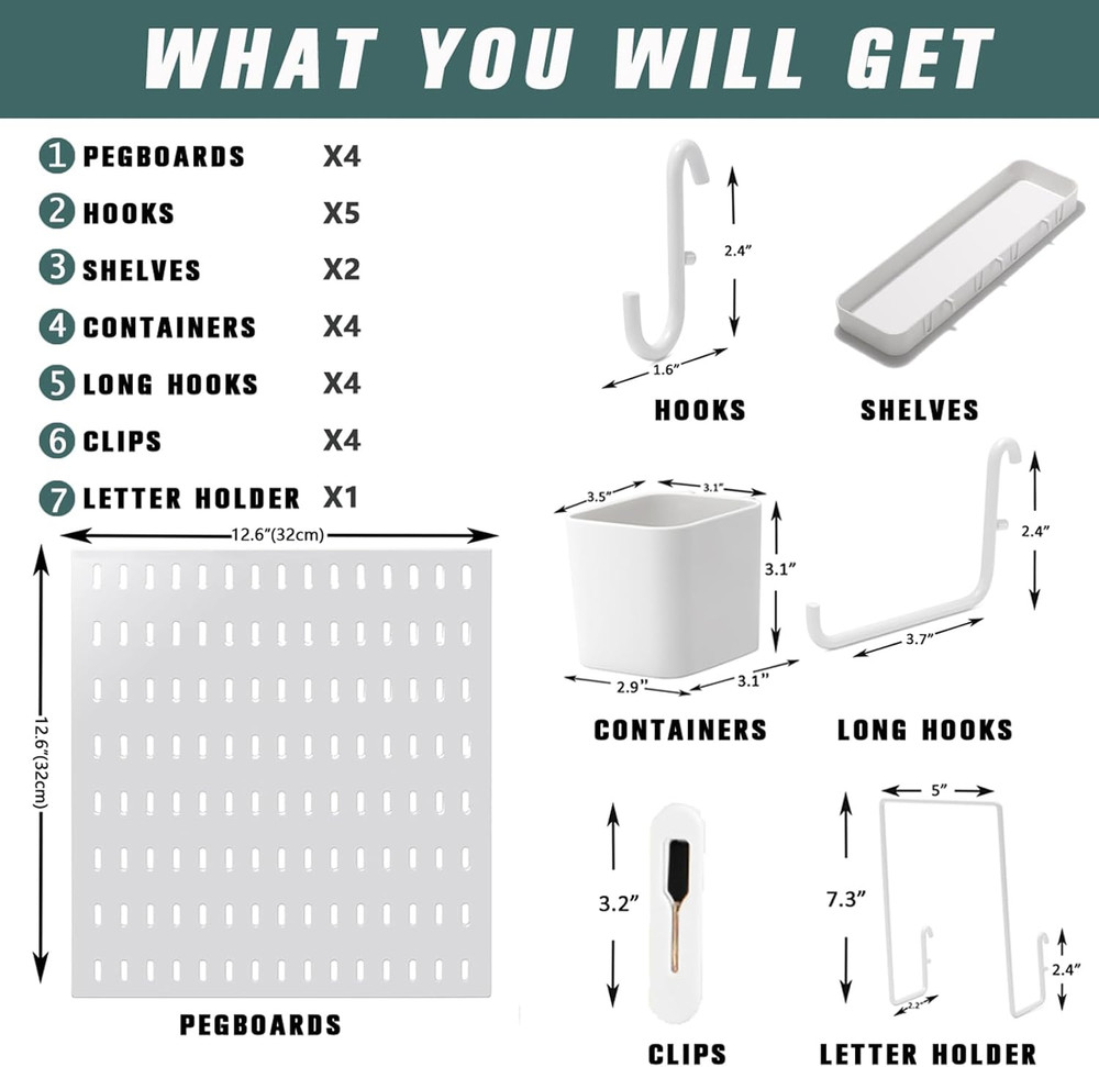 Wall-Mounted Pegboard Kit, 25.2" X 25.2" Organizer Panel – Large, Cost-Effective