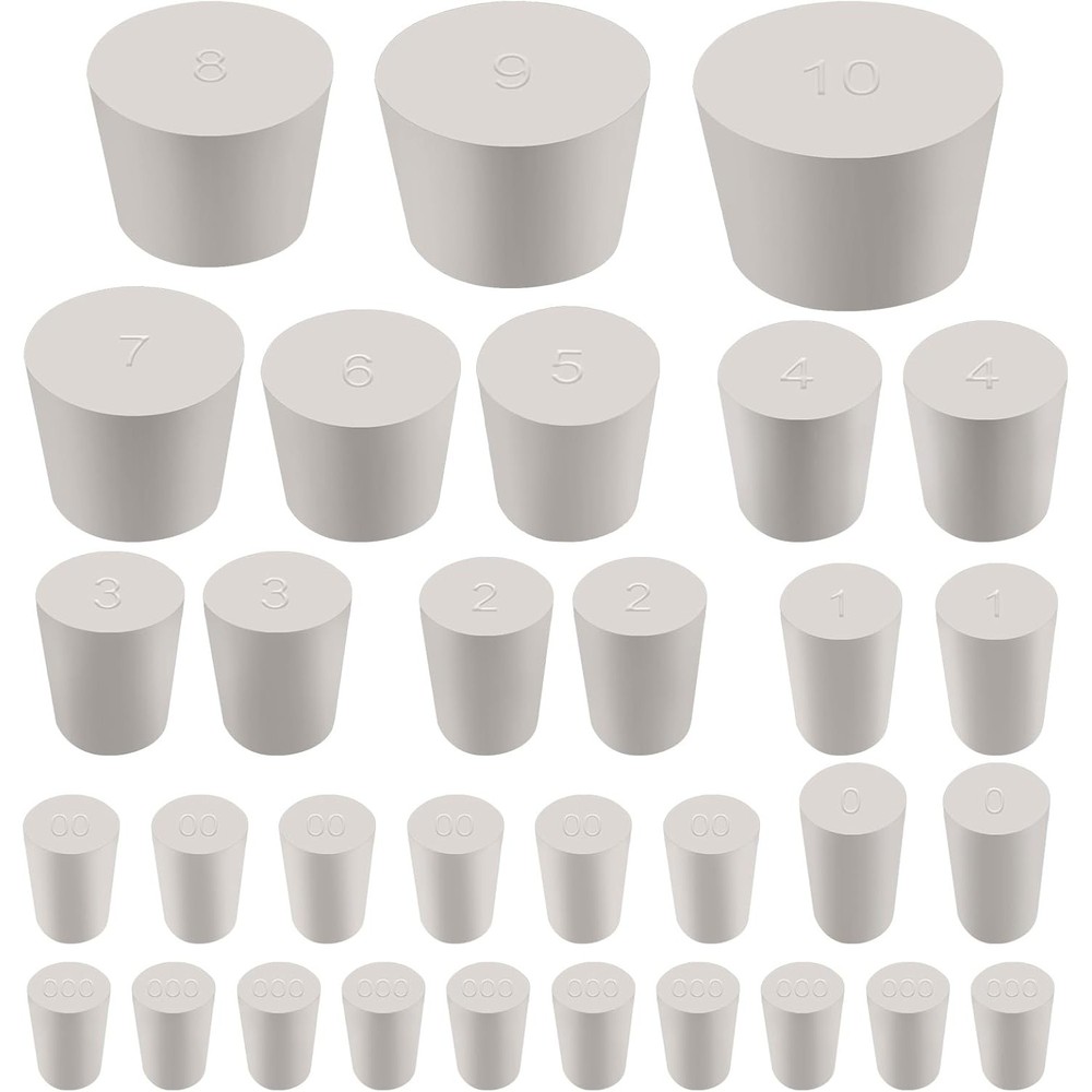 Rubber Bung Stopper Tapered Plug Solid Test Tubes Bungs Solid Hole Stopper White