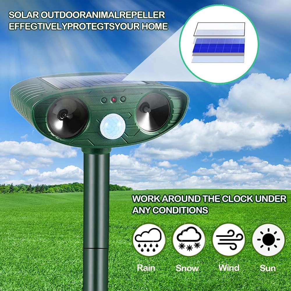 Ultrasonic Cat Deterrent,Solar Powered Deterrent with Motion Sensor and Flash...