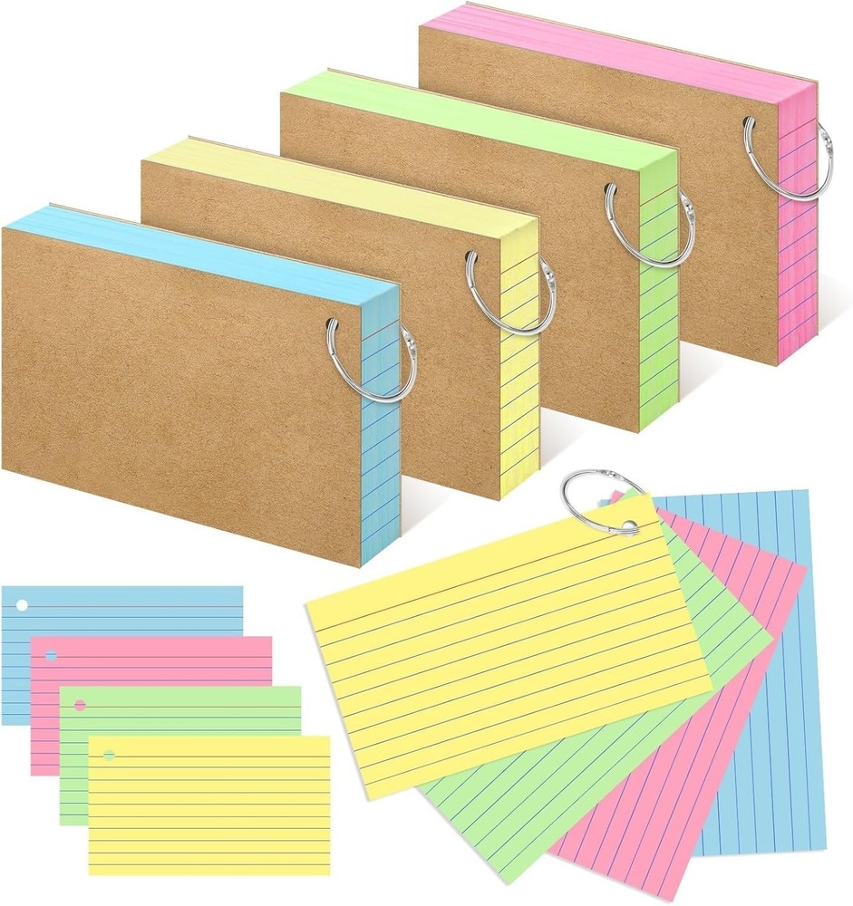 Assorted 3x5 Inch Study Flash Cards - 200 Piece Set for Learning and Lists
