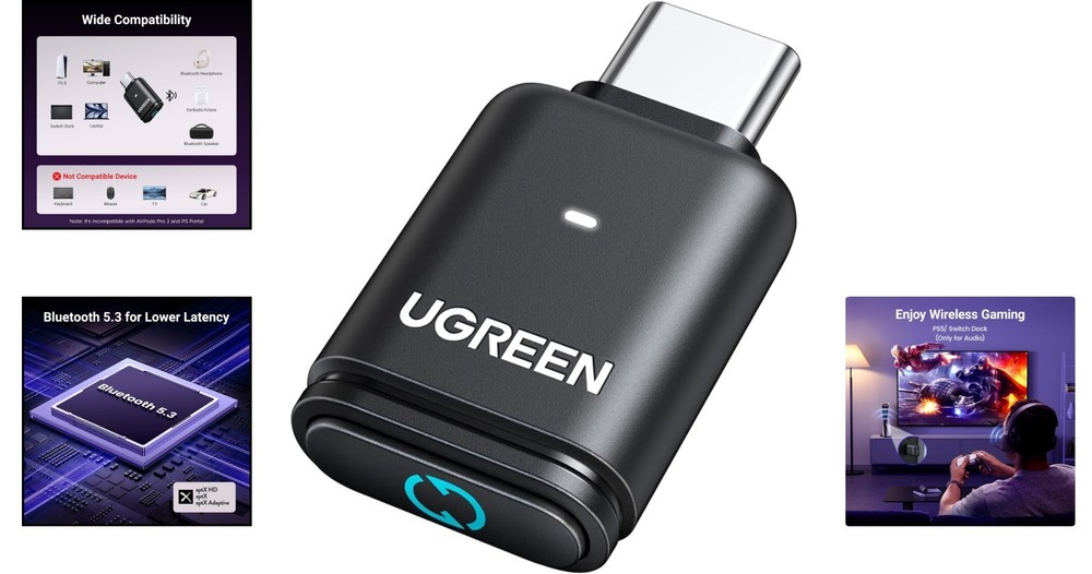 Bluetooth 5.3 USB-C Audio Adapter for PS5 - Wireless Headphone Connection