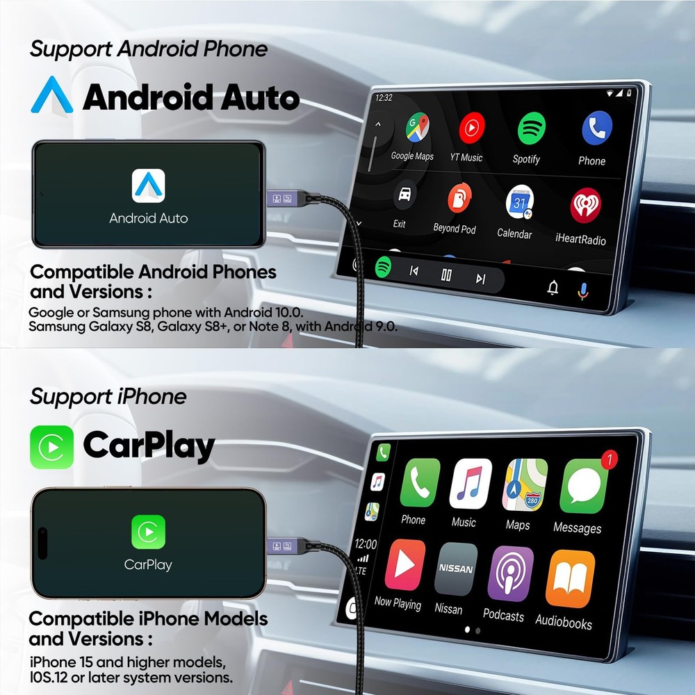DteeDck Android Auto USB Cable 3FT, Car CarPlay Cord, Type C 3 Feet, Grey