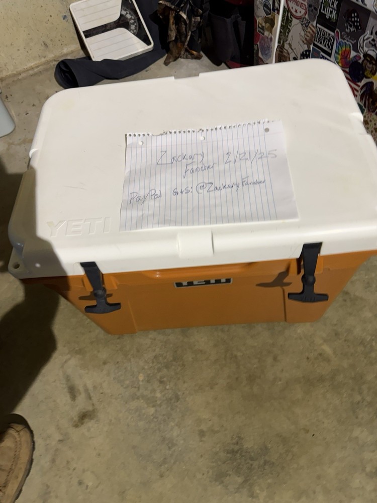 YETI Orange White 50 qt cooler Texas