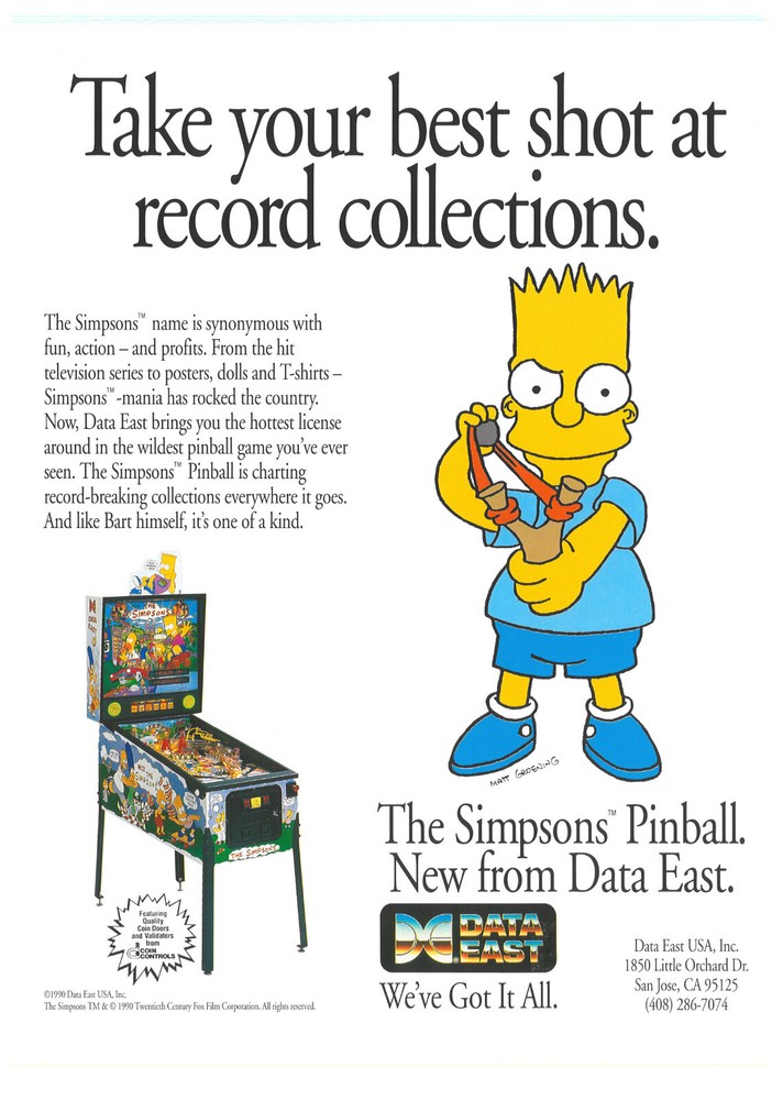 The Simpsons Data East Pinball Flyer / Brochure / Ad / Mint Condition