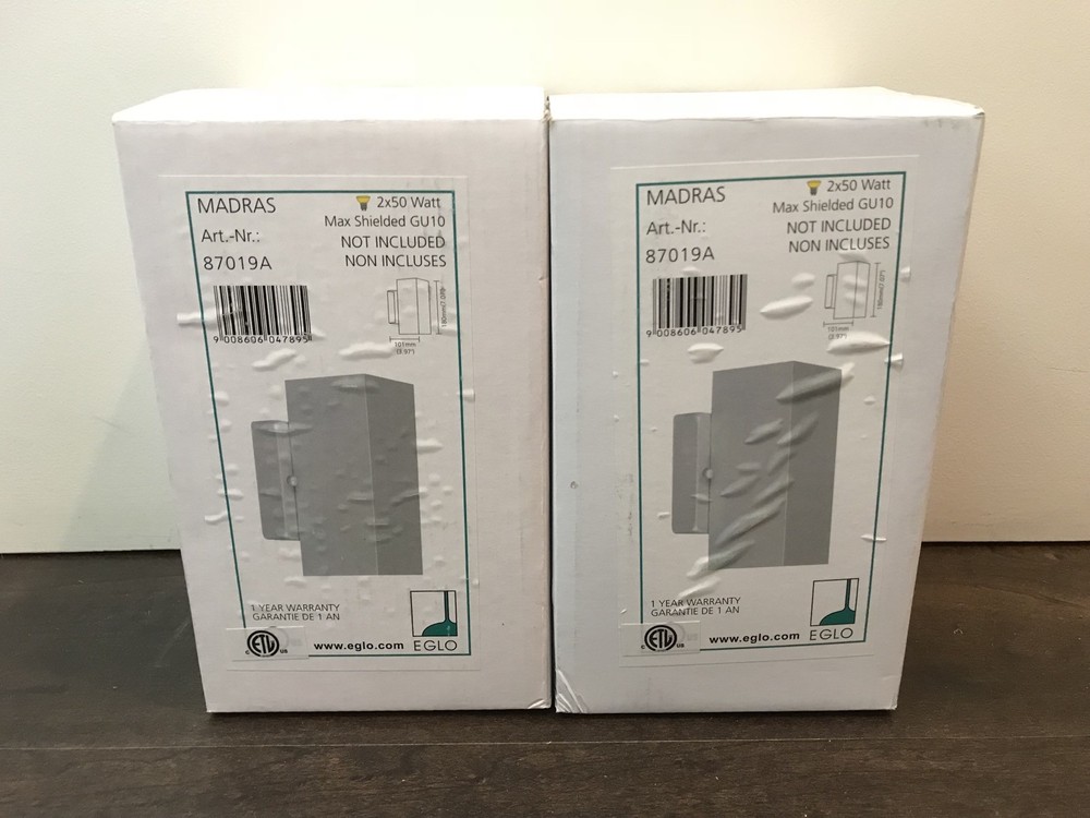 Eglo Madras 2-Light Aluminum Wall or Ceiling Light #87019A 2-PACK