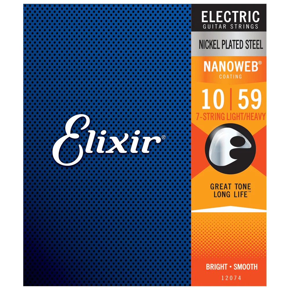 Elixir NANOWEB Nickel Electric — 7-String 12074 Light/Heavy .010-.059