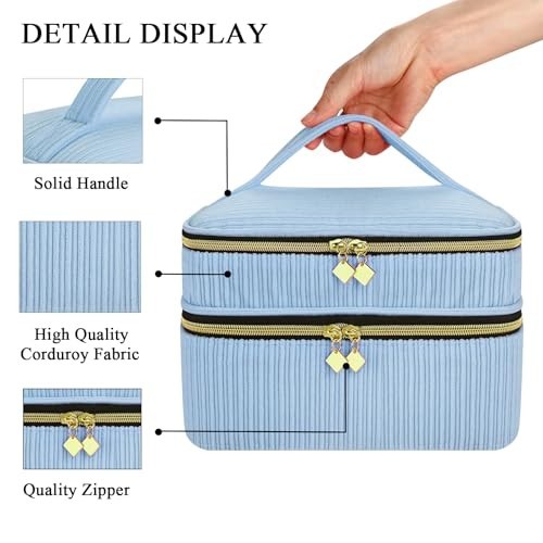 30-Bottle Nail Polish Organizer Case - Double-Layer Storage Bag with Handle, Man