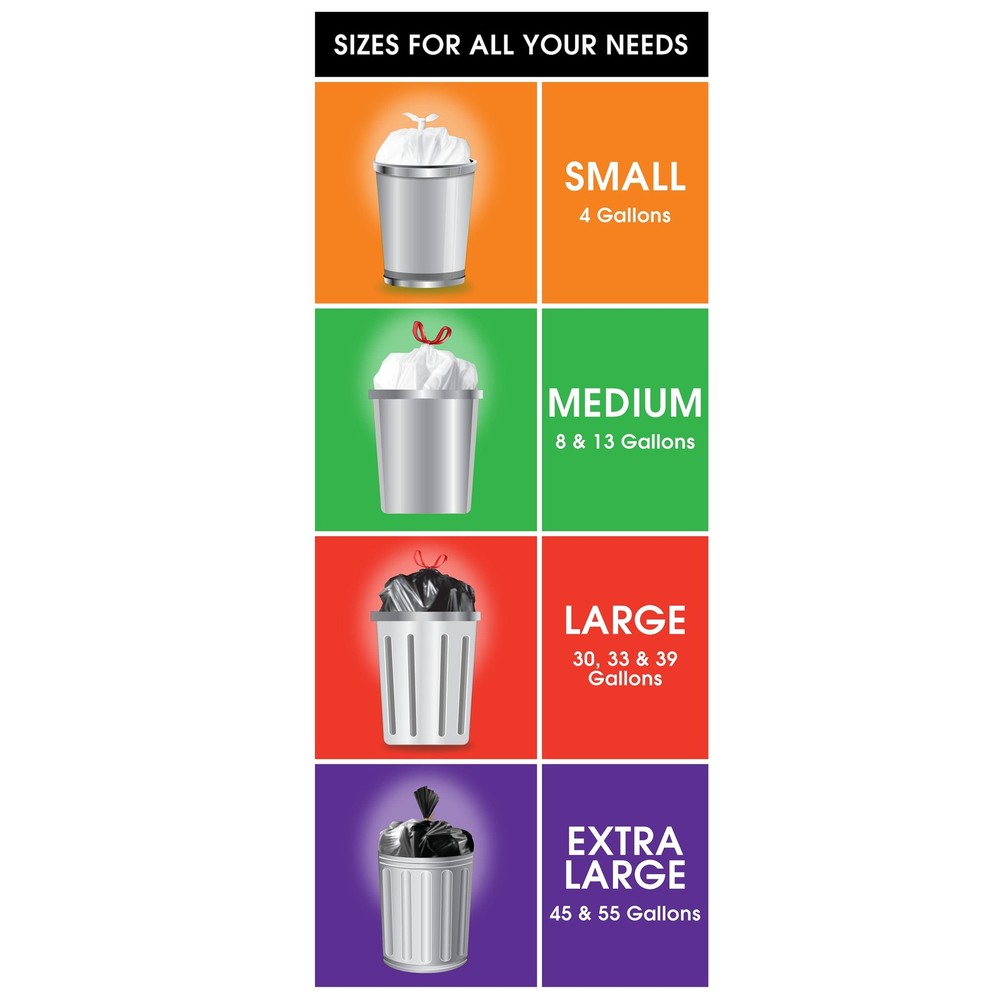 13 Gallon Tall Kitchen Trash Bags Unscented Drawstring 40 Count