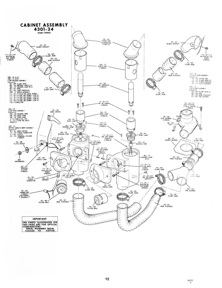Clausing 14" Model 4301 Optical Comparator Instructions & Parts Manual #1848