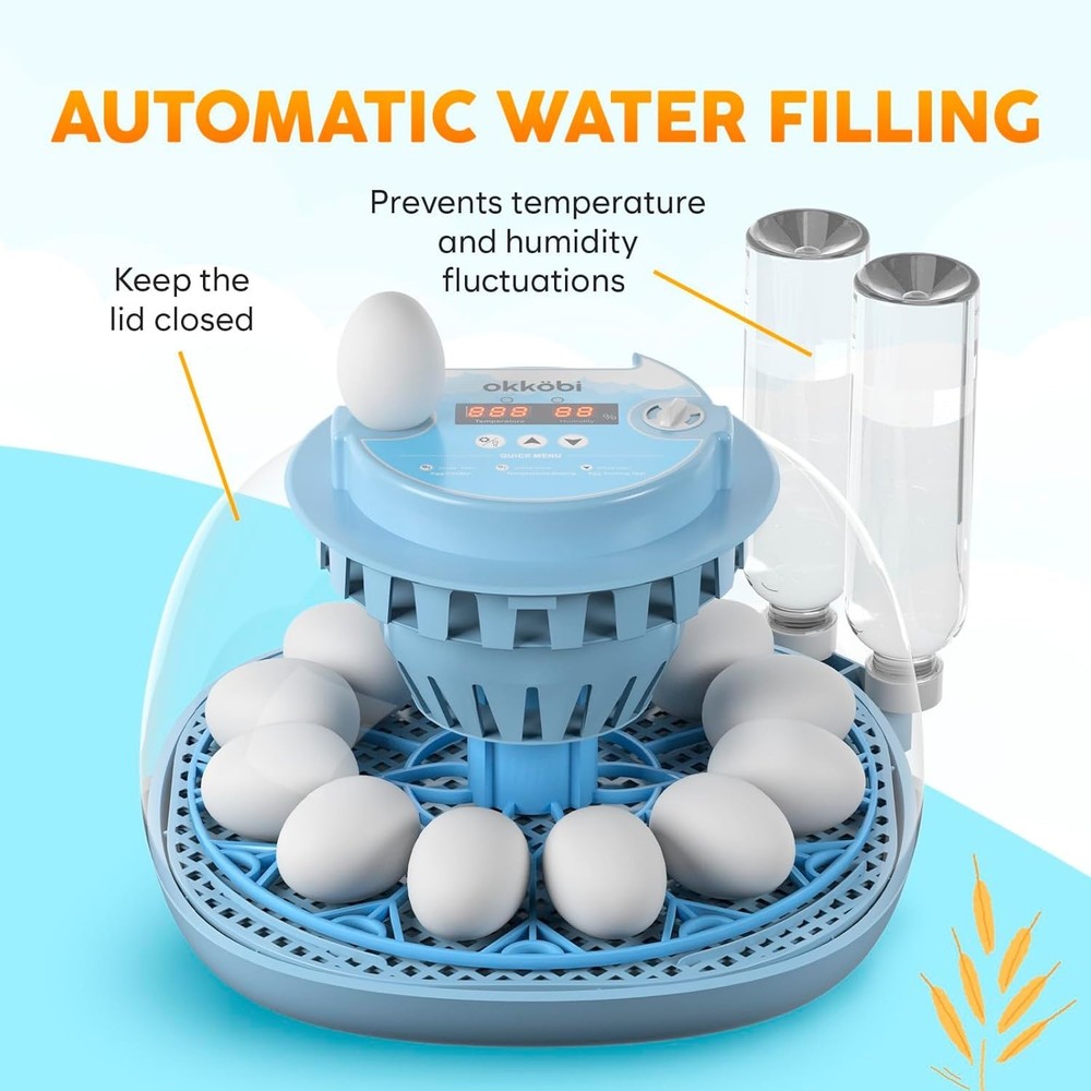 12 Egg Incubator with Automatic Egg Turning and Humidity Control – Egg Incuba...